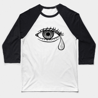 Crying Eye Pixel Art Baseball T-Shirt